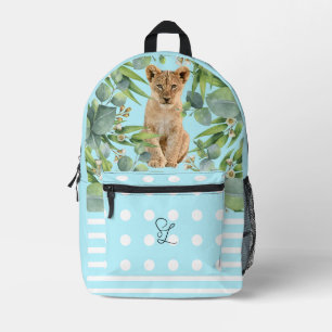 Sac À Dos Imprimé Lion Cub Turquoise Green Forest Moderne Dot Stripe