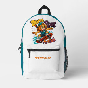 Sac À Dos Imprimé Lion de dessin animé mignon sur skateboard personn