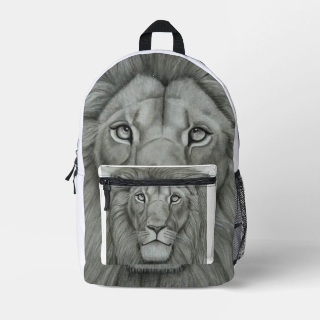 Sac À Dos Imprimé Lion Majestueux (Recto)