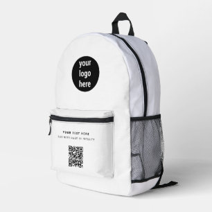 Sac À Dos Imprimé Logo d'entreprise QR Code Blanc minimaliste