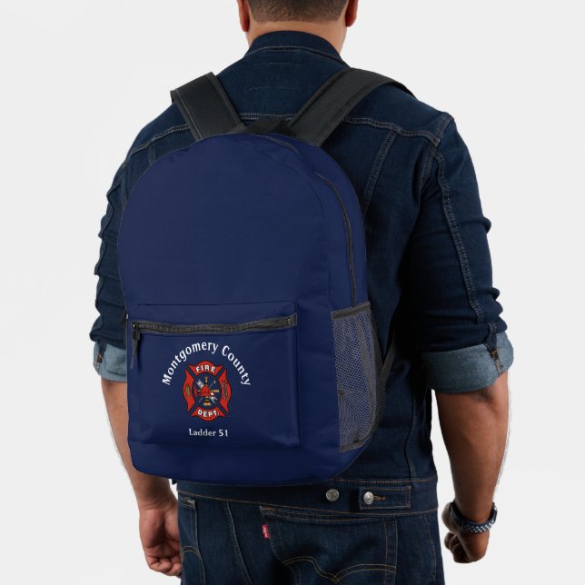 Sac À Dos Imprimé Logo du service d'incendie bleu personnalisé (Insitu (Modèle))