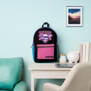 Sac À Dos Imprimé Logo grunge rose et violet de Supergirl