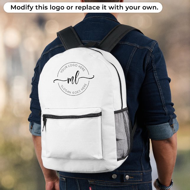 Sac À Dos Imprimé Logo Initiales Monogramme Personnalisé de Style Bl (Créateur téléchargé)