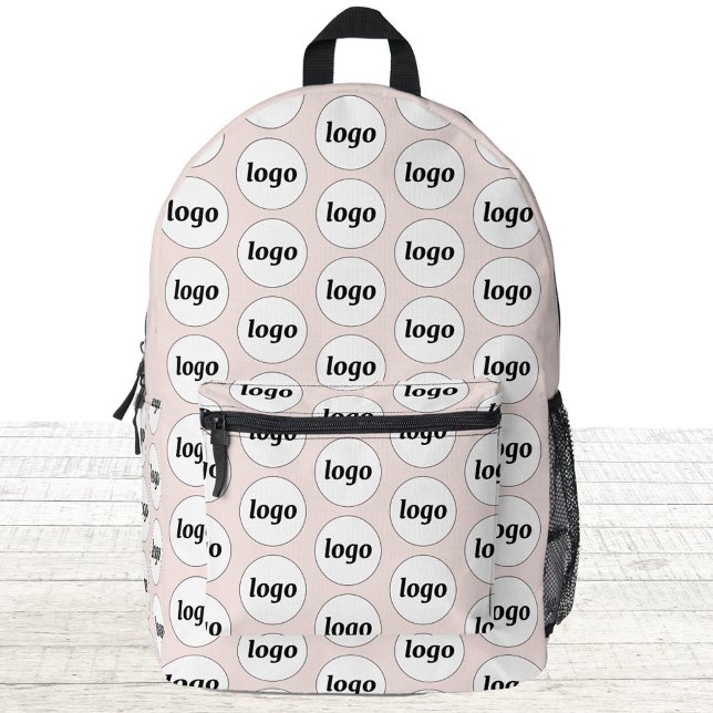 Sac À Dos Imprimé Logo Motif promotionnel Business Blush Pink (Logo pattern business promotional branding backpack)