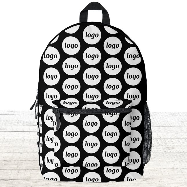 Sac À Dos Imprimé Logo Motif Promotionnel Business Noir (Logo pattern business promotional branding backpack)