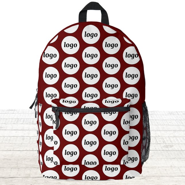 Sac À Dos Imprimé Logo Motif Promotions Business Bourgogne Rouge (Simple logo pattern business branding promotional burgundy red backpack)