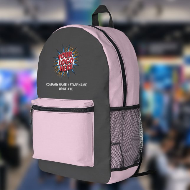 Sac À Dos Imprimé Logo & Nom Téléchargement Gris / Rose Clair (Créateur téléchargé)