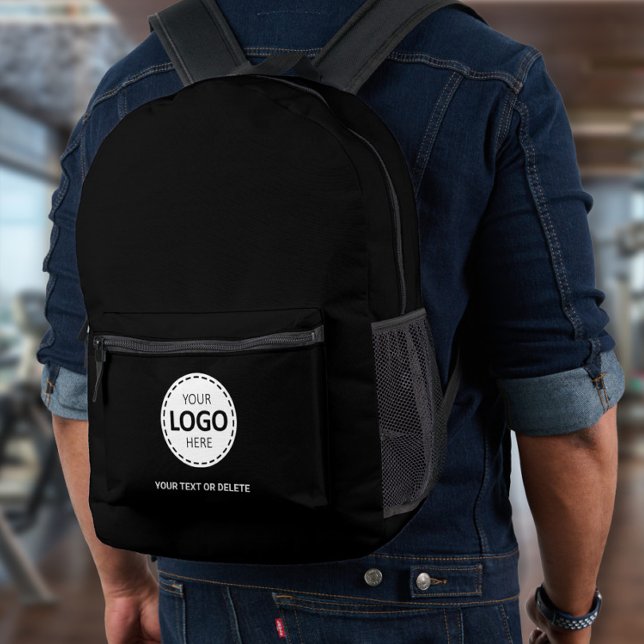 Sac À Dos Imprimé Logo & Téléchargement de texte Noir  (Créateur téléchargé)