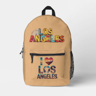 Sac À Dos Imprimé Los Angeles Skyline Sunset & Hollywood Typographie