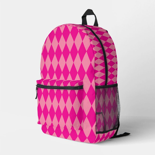 Sac À Dos Imprimé Losanges en damier rose clair et foncé (Créateur téléchargé)