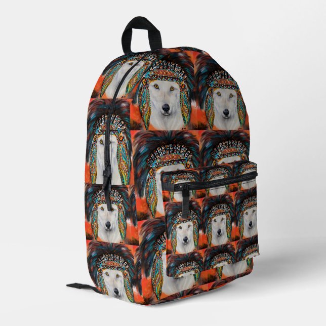 Sac À Dos Imprimé Loup Blanc (Coin arrière gauche)