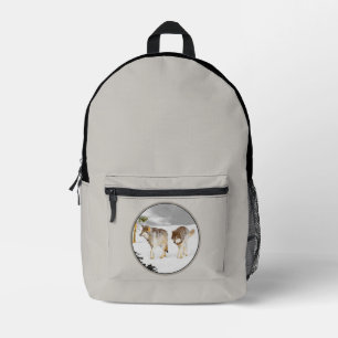 Sac À Dos Imprimé Loups en peinture sur neige - Art original de la f