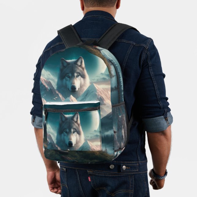 Sac À Dos Imprimé Loups gris à l'aube bleue  (Insitu (Modèle))