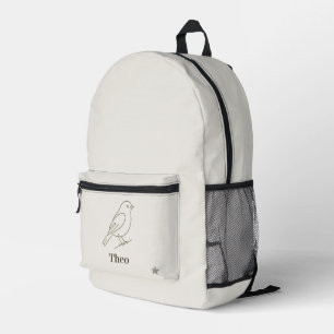 Sac À Dos Imprimé Luxe ligne d'art oiseau enfants nom personnalisé