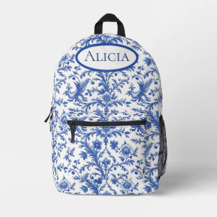 Sac À Dos Imprimé Magique Oiseaux Bleu Toile