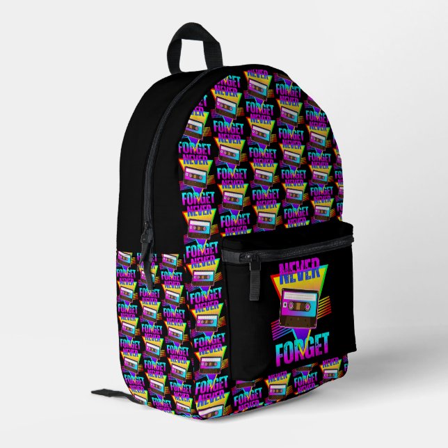 Sac À Dos Imprimé Magnétophone à cassette rétro Never Forget (Coin arrière gauche)