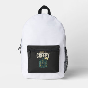 Sac À Dos Imprimé Maison Hantée Creepy Design Halloween_1