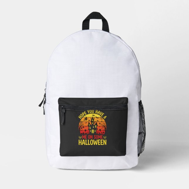 Sac À Dos Imprimé Maison hantée drôle d'Halloween sur un design (Recto)