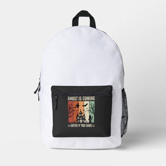 Sac À Dos Imprimé Maison Hantée Fantôme d'Halloween Arrive (Recto)