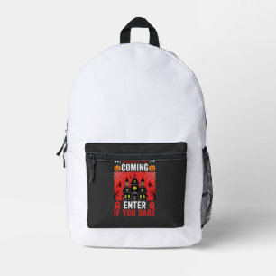 Sac À Dos Imprimé Maison Hantée Halloween Entrez Si Vous Osez