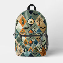 Maison hantée Halloween vintage motif diamant