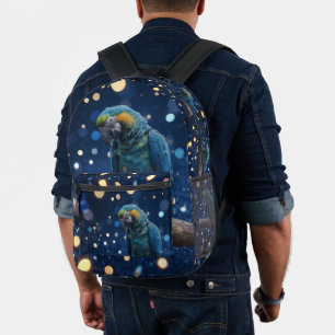 Sac À Dos Imprimé Majesté Bleue : L'Ara Bleu Sur Un Flou Bleu Rêveur