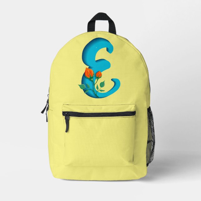 Sac À Dos Imprimé Majuscule E monogramme floral (Recto)