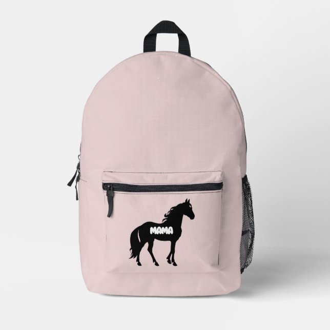 Sac À Dos Imprimé Mama Horse Blush Pink Élégant Moderne (Recto)