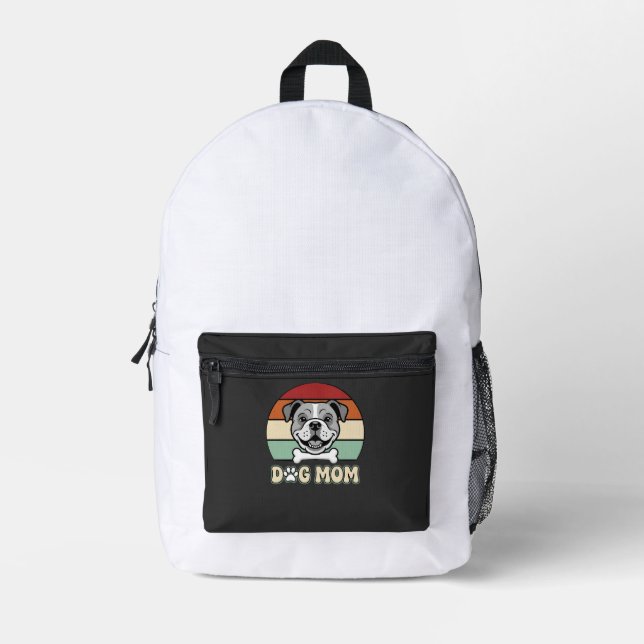 Sac À Dos Imprimé Maman Chien Rétro Bulldog Vector (Recto)