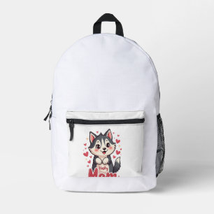 Sac À Dos Imprimé Maman de chien Husky Design Mignon Kawaii