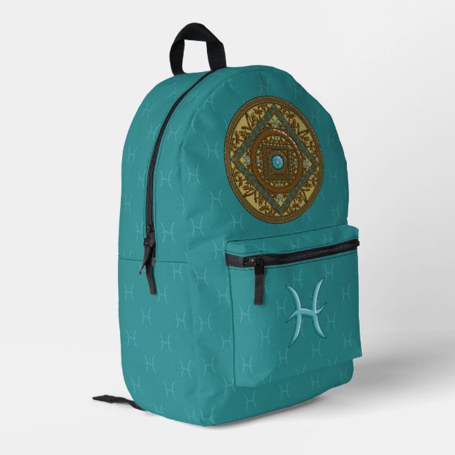 Sac À Dos Imprimé Mandala des Poissons (Coin arrière gauche)