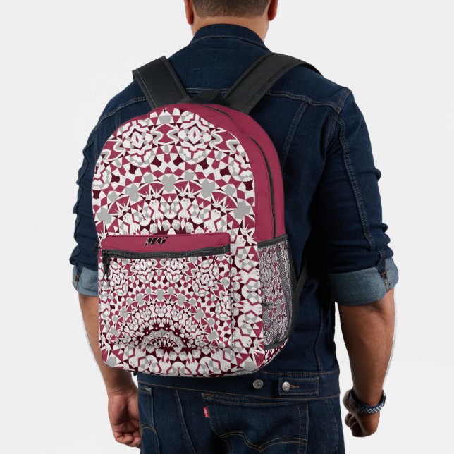 Sac À Dos Imprimé Mandala est bordeaux-gris (Insitu (Modèle))