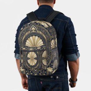 Sac À Dos Imprimé Mandala Lotus Art Déco marine et or géométrique Pa