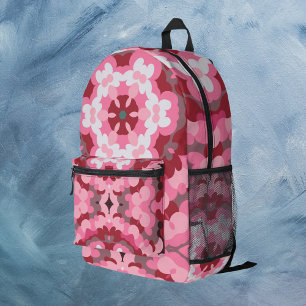 Sac À Dos Imprimé Mandala rose rouge et blanc