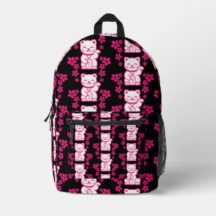 Sac À Dos Imprimé Maneki-neko japonais rose
