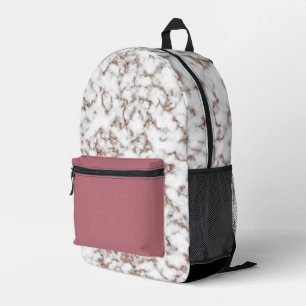 Sac À Dos Imprimé Marbre blanc noir Rose moderne