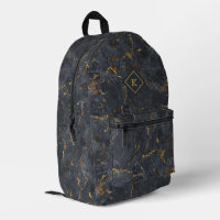Marbre noir de luxe avec Monogramme or Accent