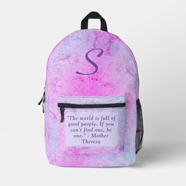 Sac À Dos Imprimé Marbre rose mignon avec texte (Recto)