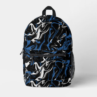 Sac À Dos Imprimé Marbre urbain en bleu et noir
