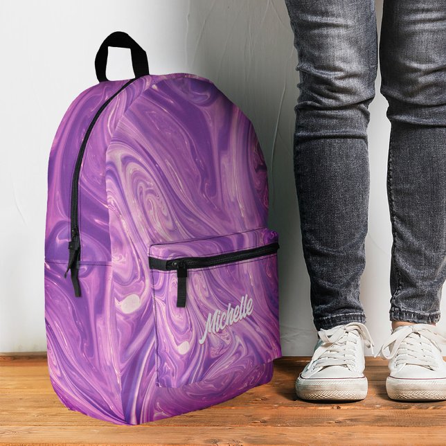 Sac À Dos Imprimé Marbre Violet Élégant Retour à l'École Moderne  (Stylish Purple Marble Back To School Modern Printed Backpack
)