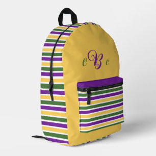 Sac À Dos Imprimé mardi gras jaune/violet/vert rayé