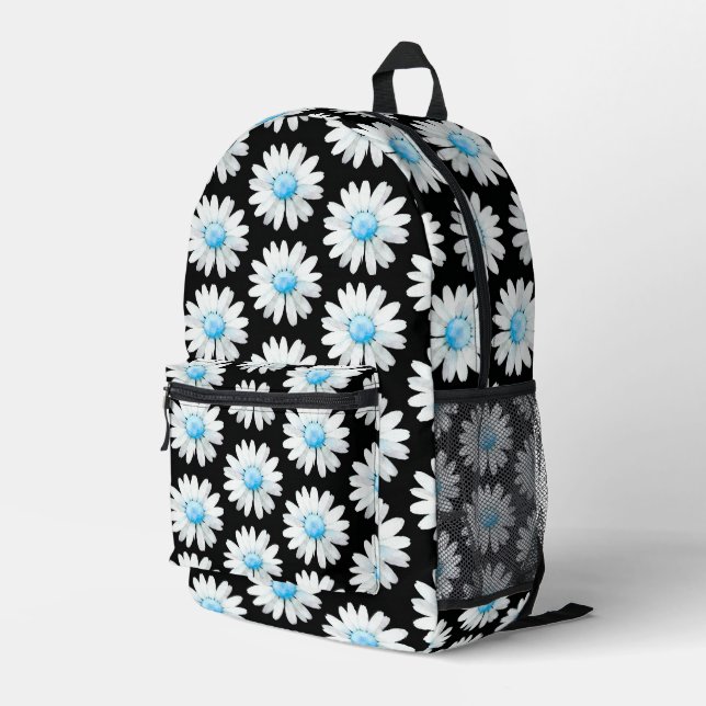Sac À Dos Imprimé Marguerites à points bleus (Coin arrière droit)
