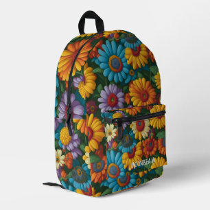 Sac À Dos Imprimé Marguerites colorées de style les années 70 rétro