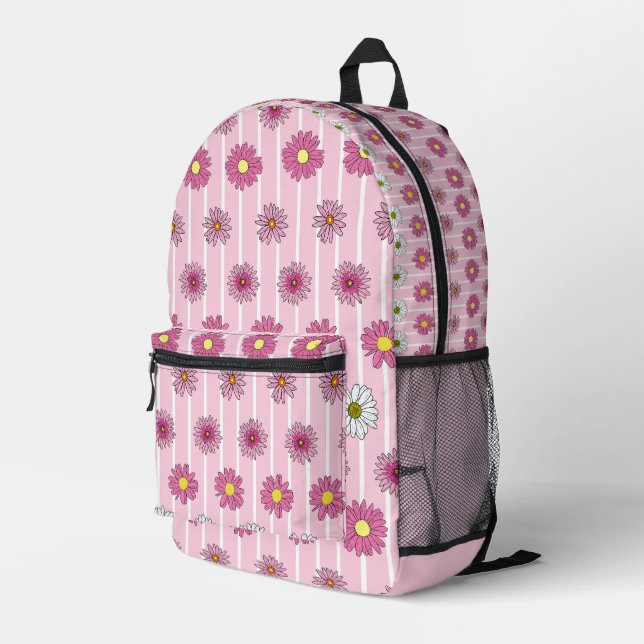 Sac À Dos Imprimé Marguerites roses (Coin arrière droit)