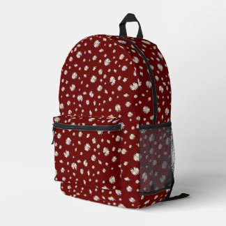 Sac À Dos Imprimé Marguerites sur KiniArt rouge foncé
