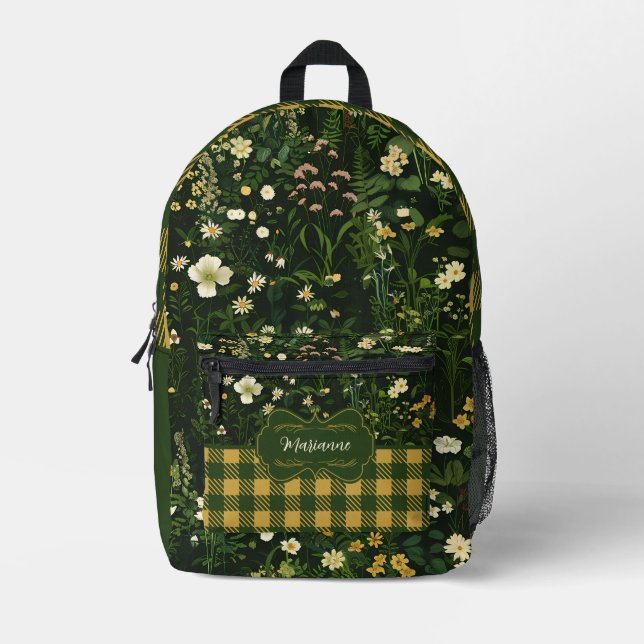 Sac À Dos Imprimé Marianne Dark Daisy Plaid Floral (Recto)