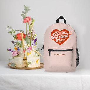 Sac À Dos Imprimé Mariée Et Équipe Mariée Bachelorette Rétro Cœur