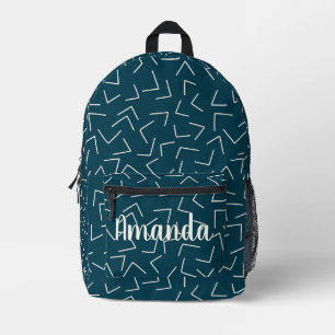 Sac À Dos Imprimé Marine Blue Geometry Flèches Nom du monogramme