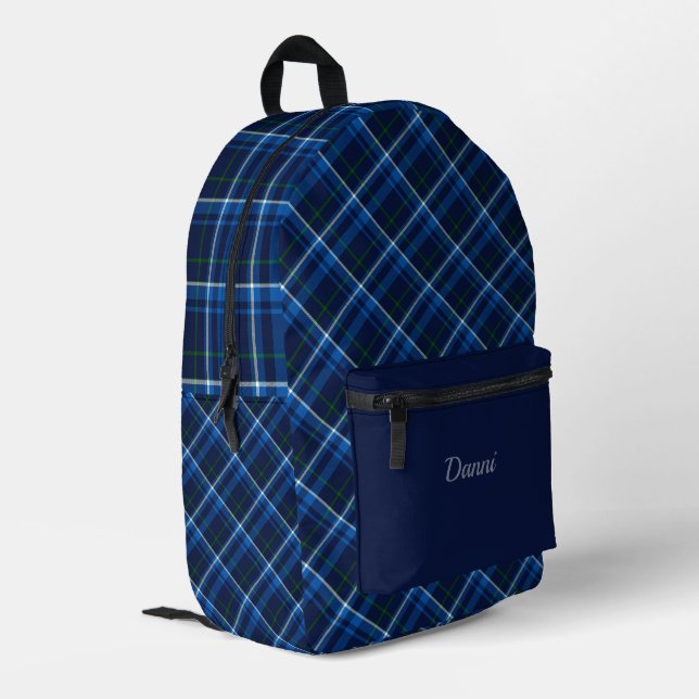 Sac À Dos Imprimé Marine et Plaid bleu clair (Coin arrière gauche)