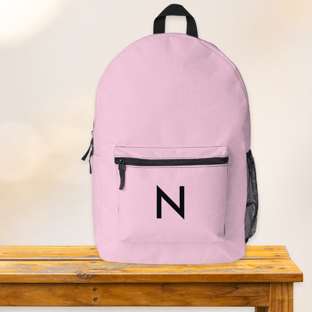 Sac À Dos Imprimé Marque élégante rose chic tendance moderne (A stylish pink backpack to personalize with the recipient's initial as a monogram)